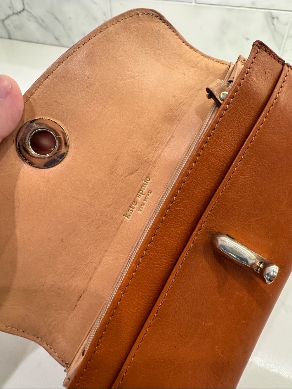 kate spade Leather Turn-Lock Wallet in Cognac Brown - Picture 6 of 6